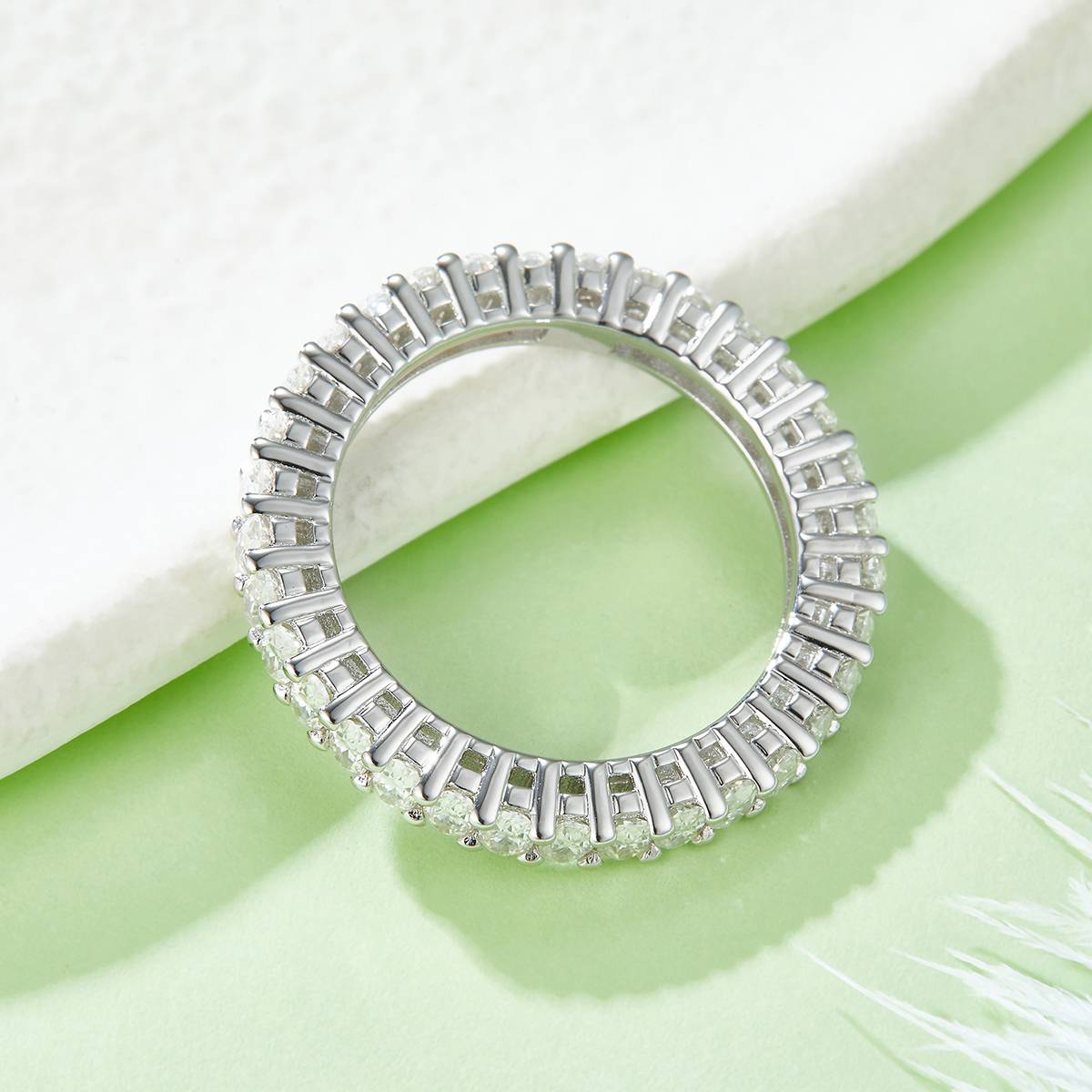 Oval Full Body Ring S925 Silver Plated Platinum Moissanite Women's Ring 3.4 Carat D-Class